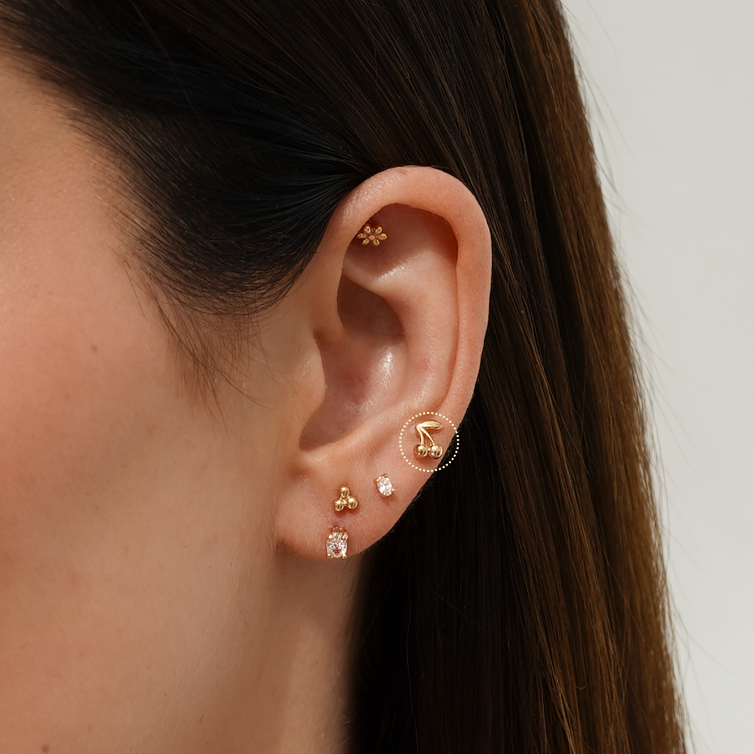 Cherry Flatback Stud Earring