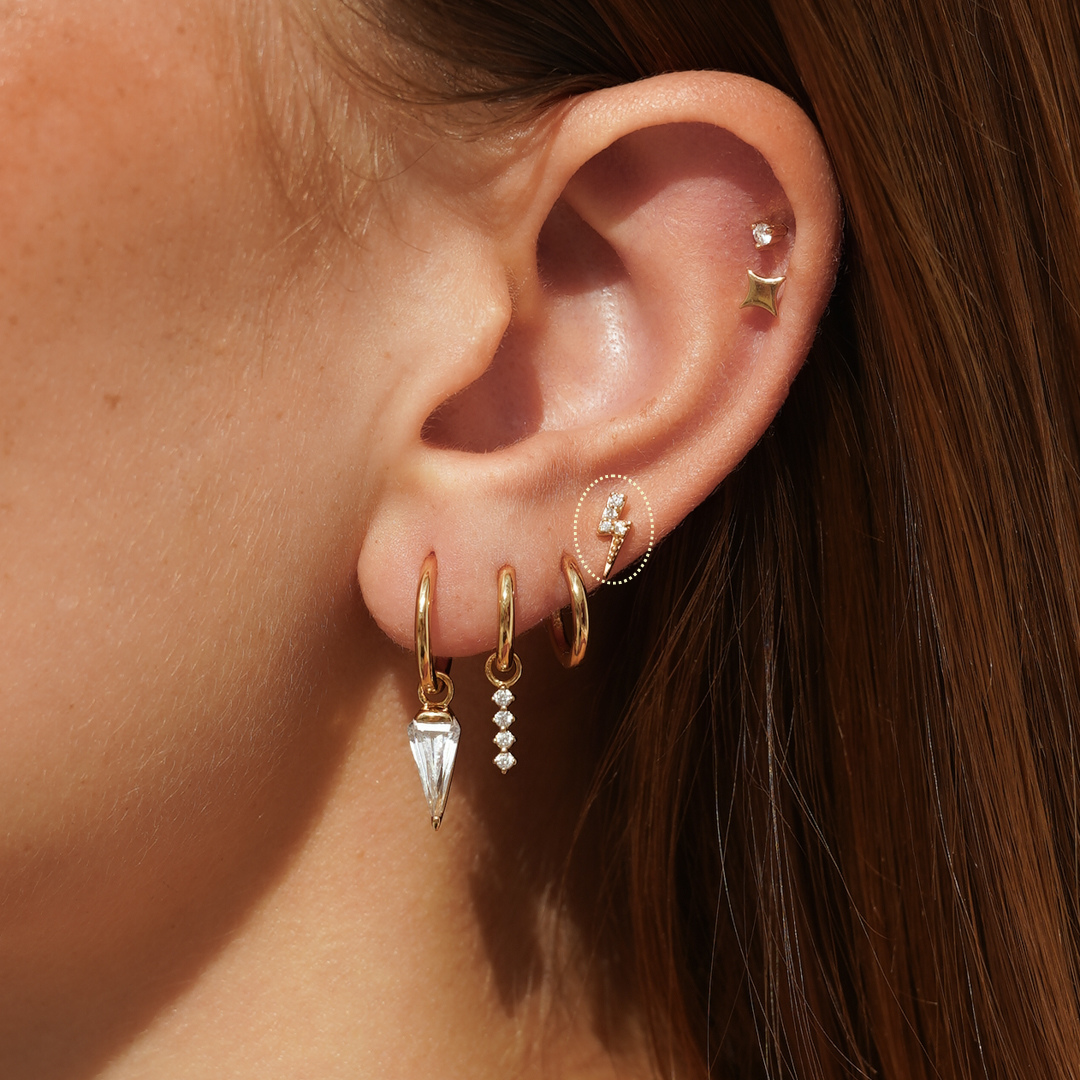 Thunderbolt Flatback Stud Earring