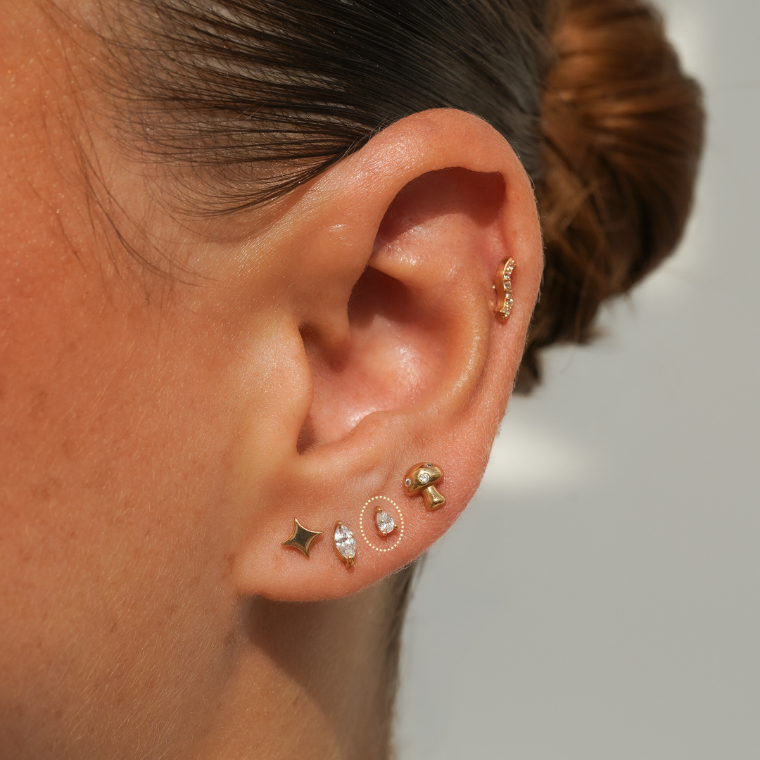 Small Drop Flatback Stud Earring