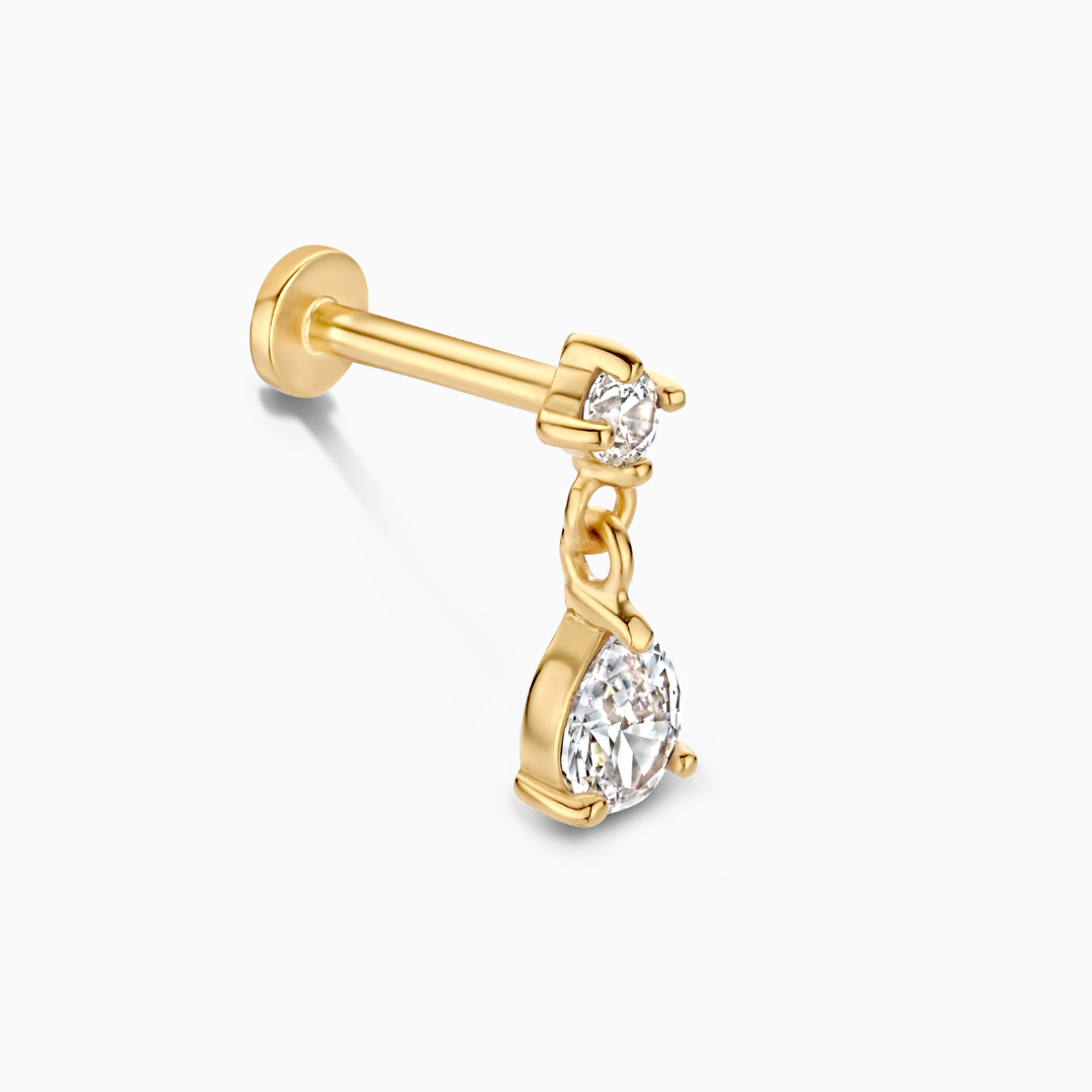 Floating Drop Flatback Stud Earring