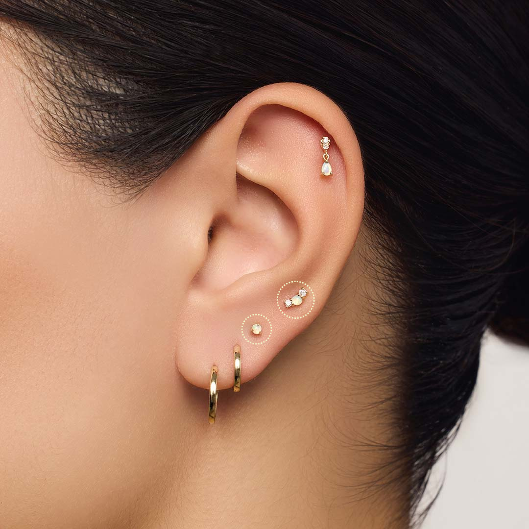 Opal & Diamond Piercing Set