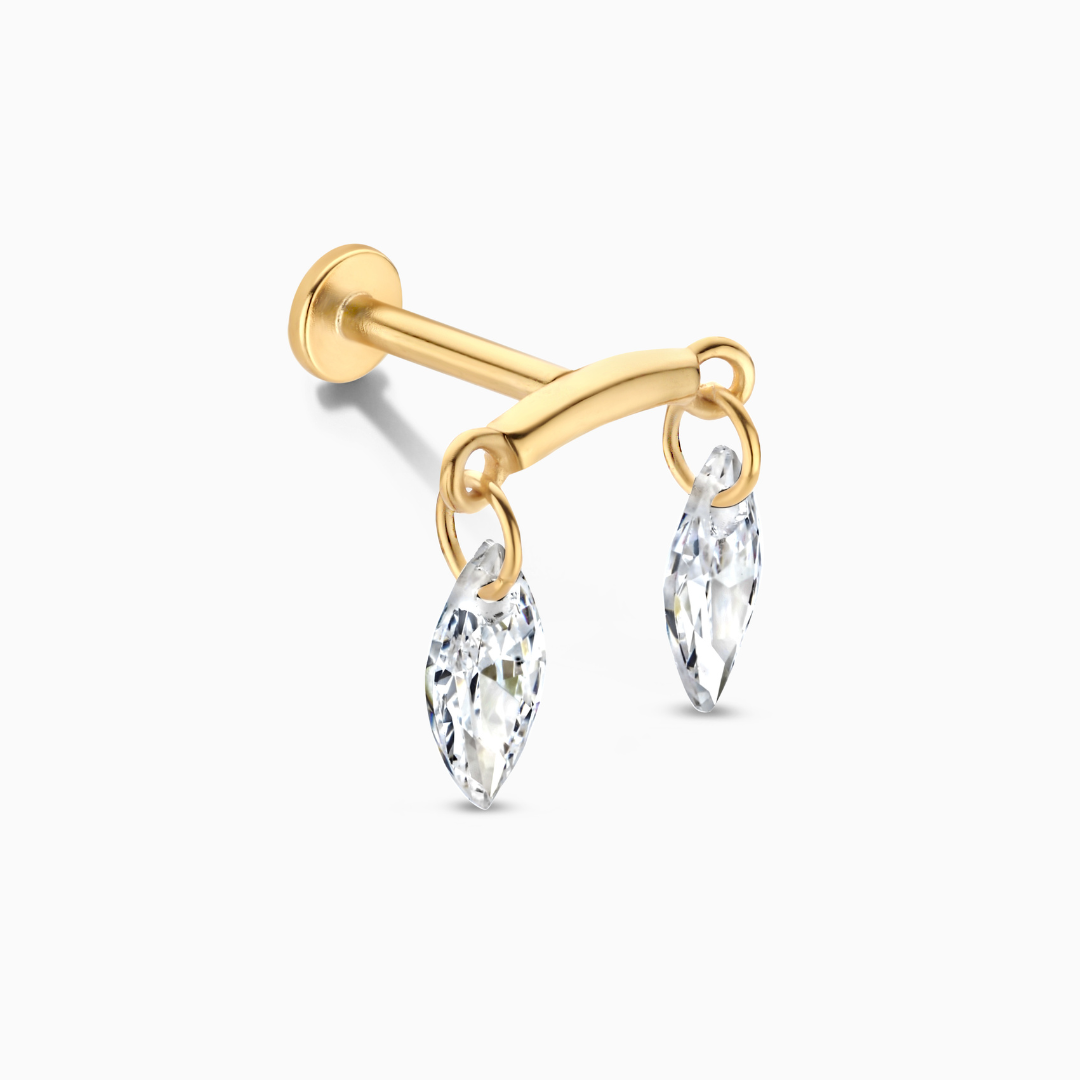 Floating Double Marquise Flatback Stud Earring