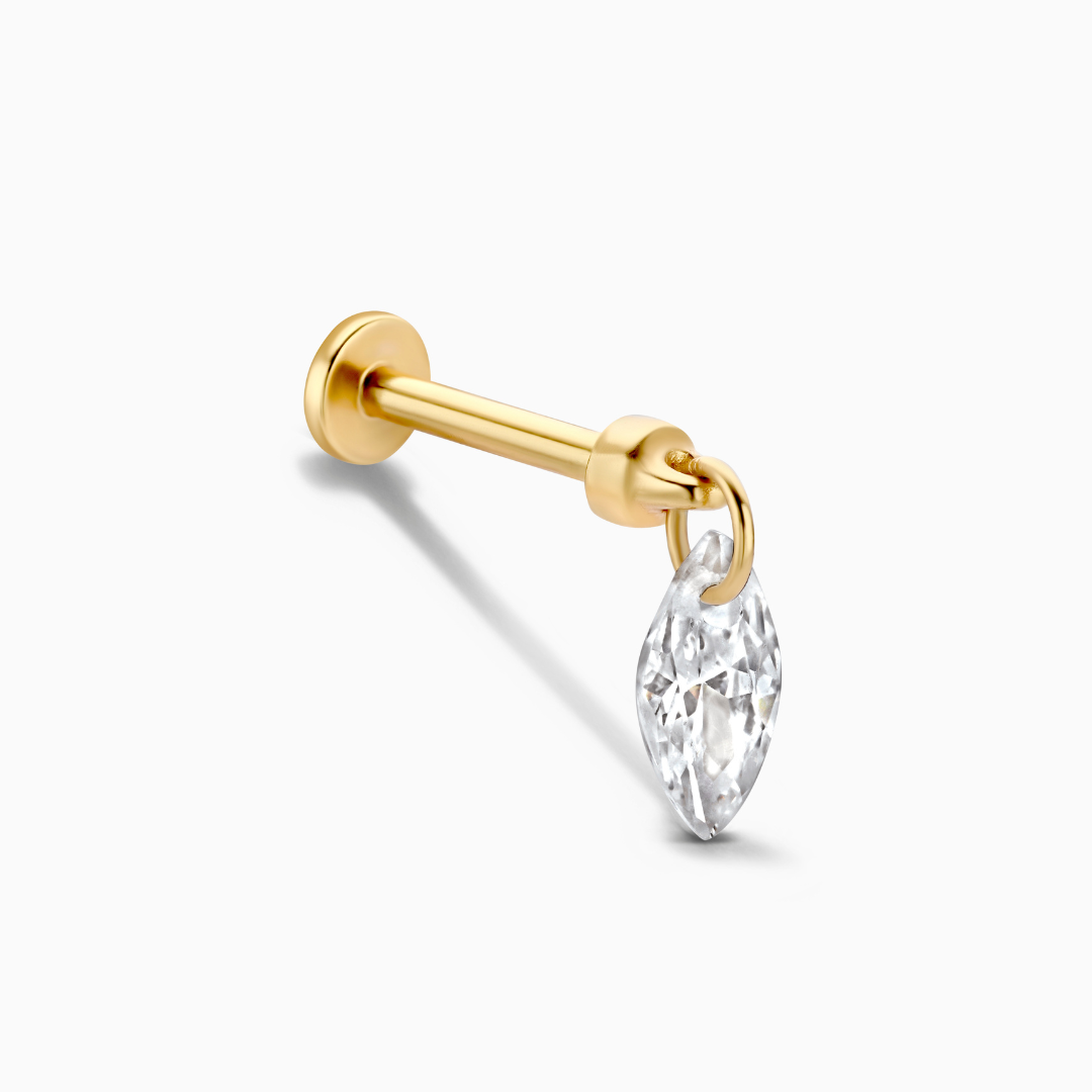 Floating Marquise Flatback Stud Earring