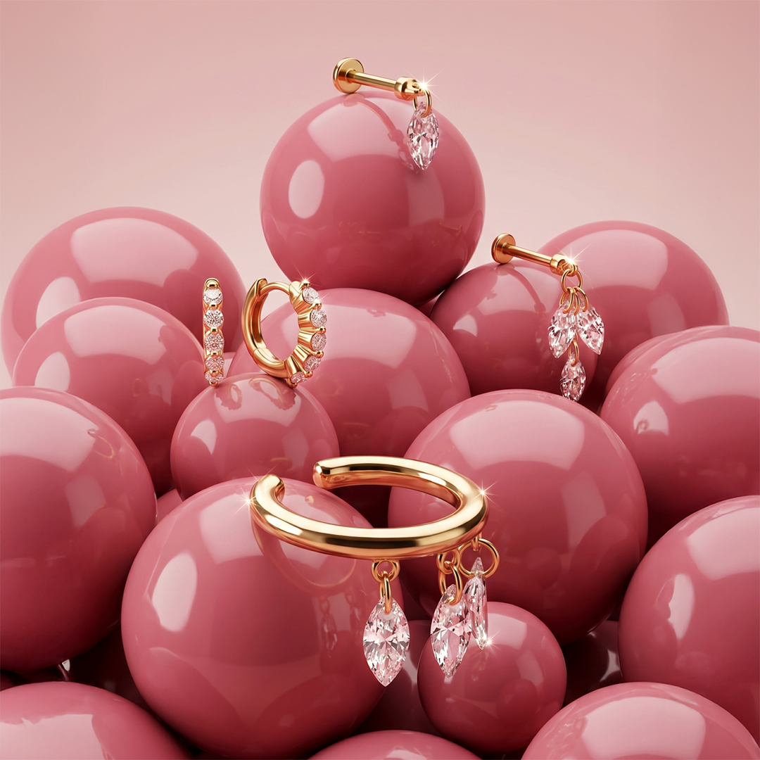 Floating Marquise Flatback Stud Earring