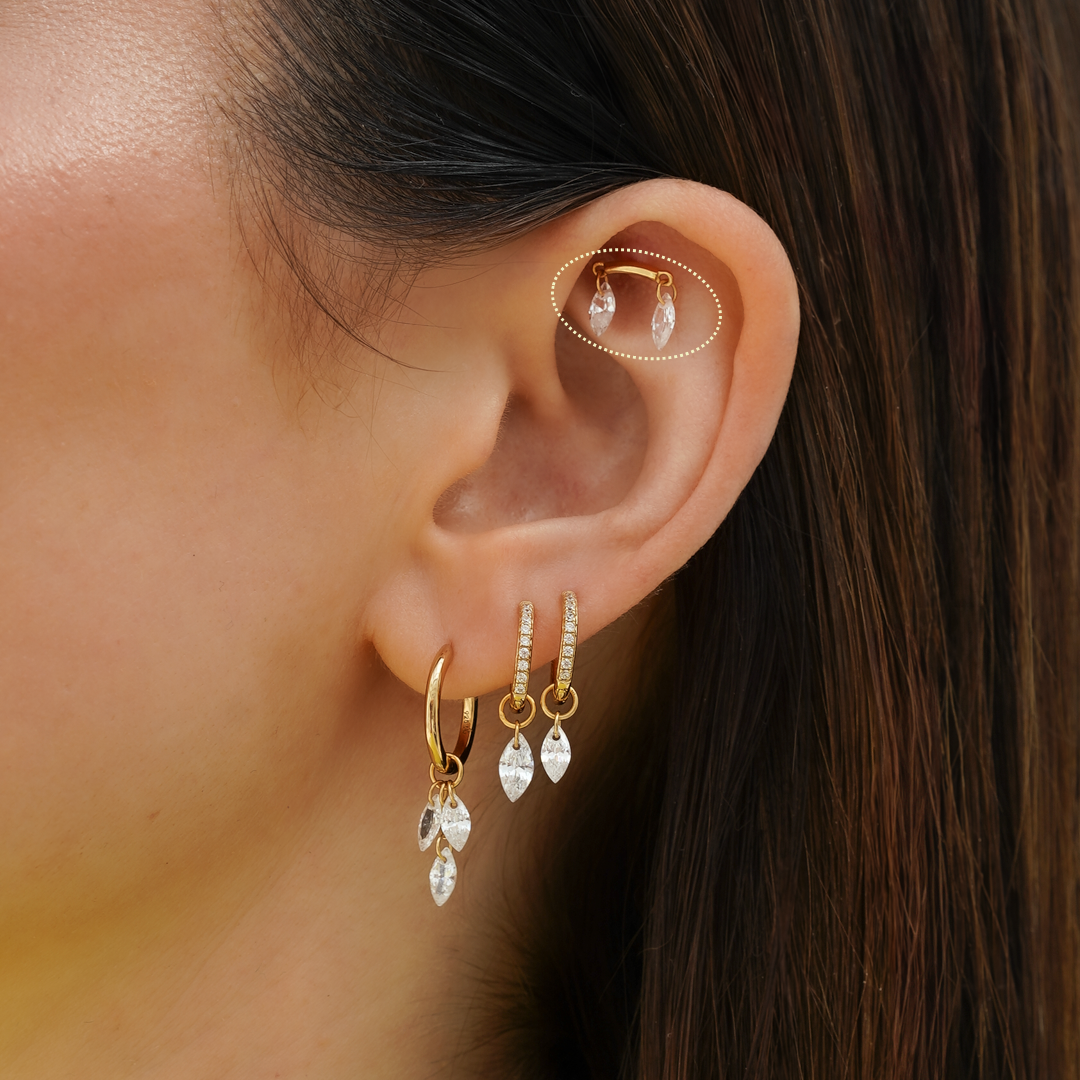 Floating Double Marquise Flatback Stud Earring