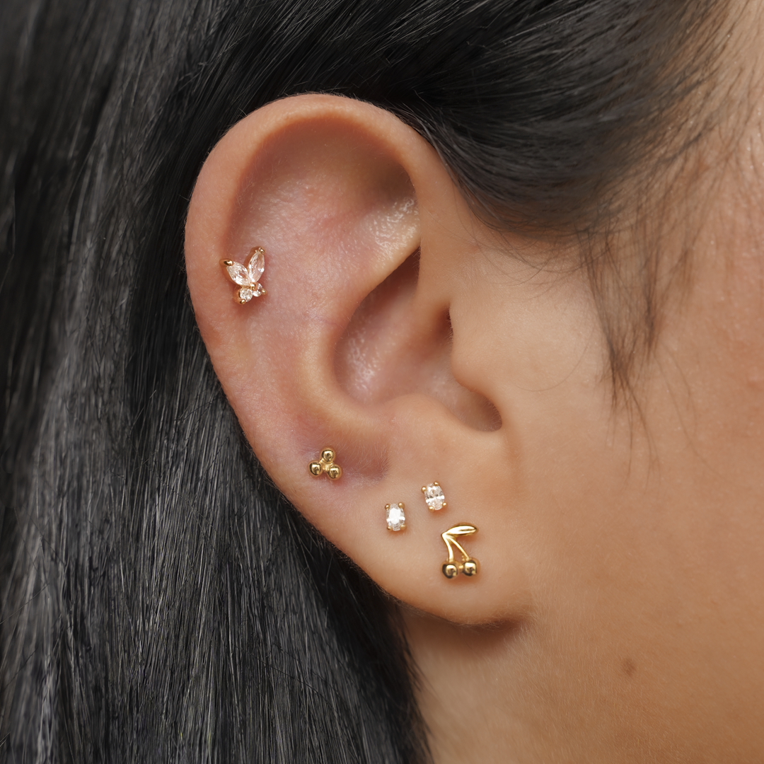 Cherry Flatback Stud Earring