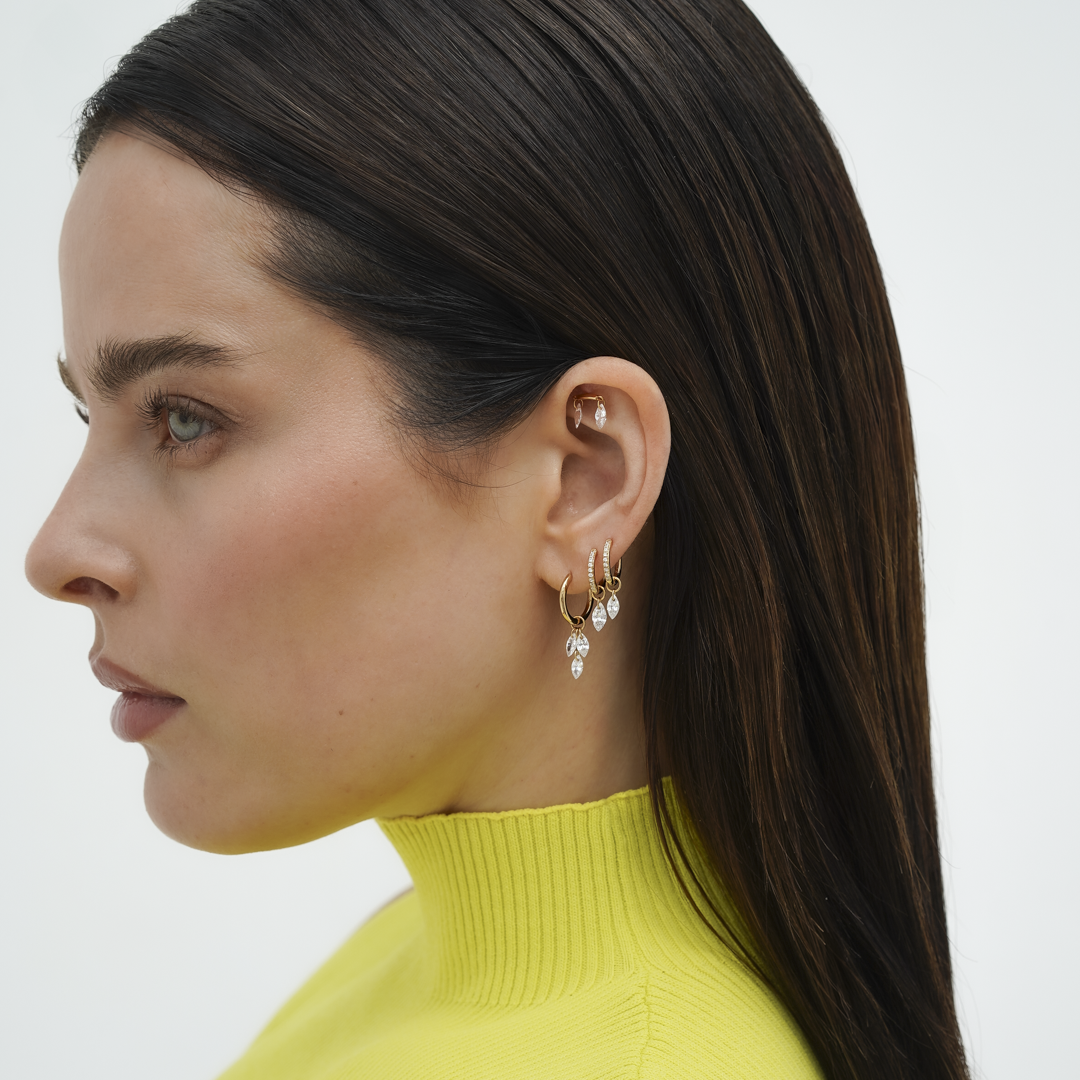 Floating Double Marquise Flatback Stud Earring