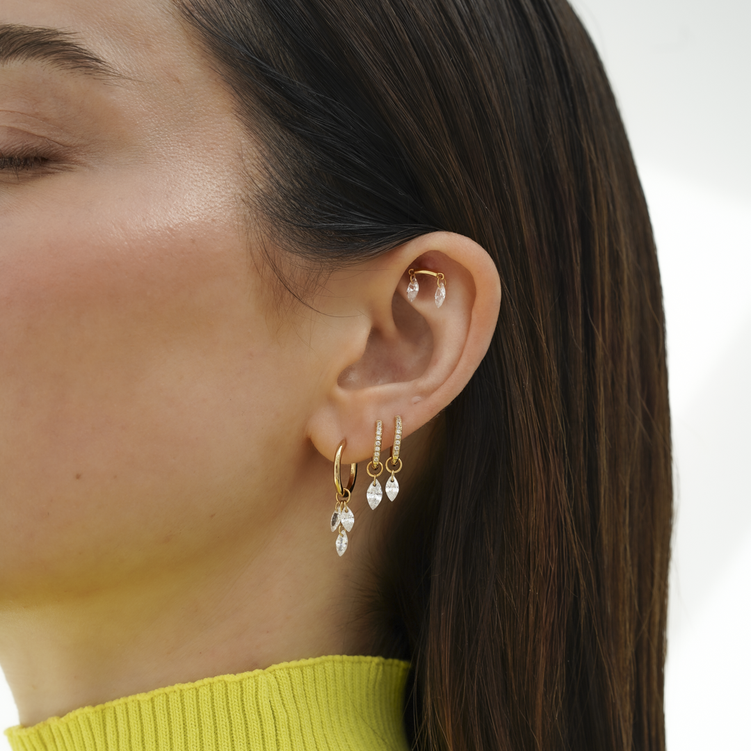Floating Double Marquise Flatback Stud Earring