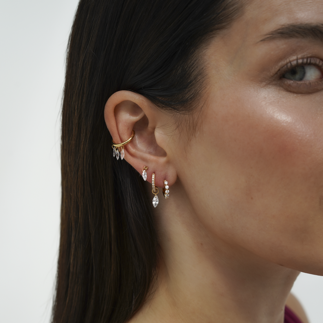 Floating Marquise Flatback Stud Earring