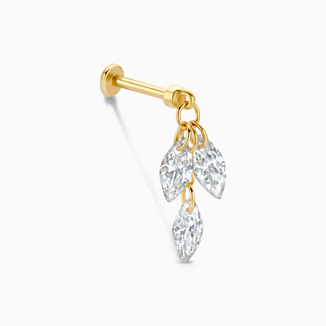 Floating Triple Marquise Flatback Stud Earring