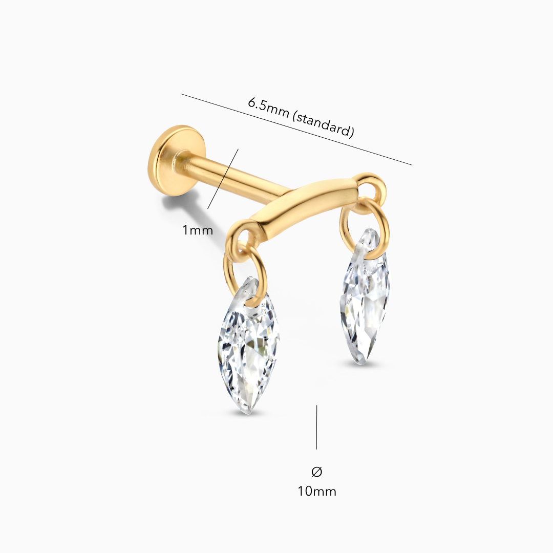 Floating Double Marquise Flatback Stud Earring